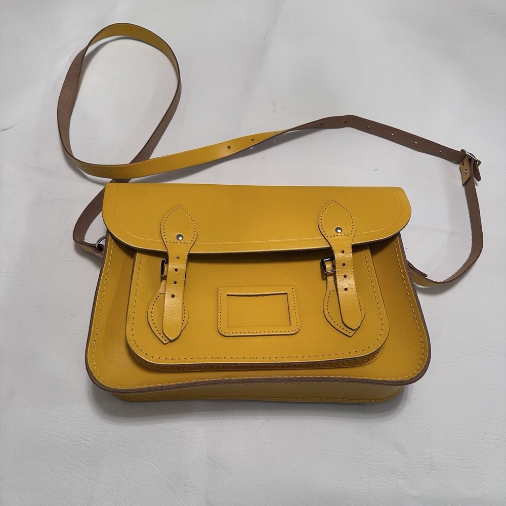 CAMBRIDGE SATCHEL CO. MUSTARD MATTE YELLOW LEATHER WOMENS LEATHER SATCHEL BAG